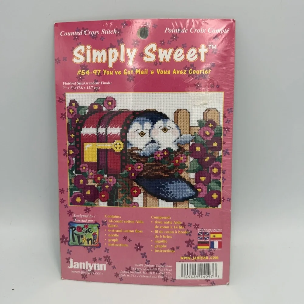 Janlynn Simply Sweet You've Got Mail Cross Stitch Kit 54-97 Rosie Lane Birds NEW